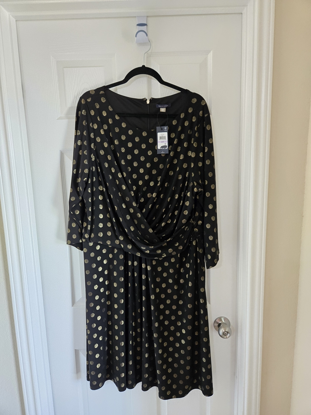 Tommy Hilfiger Black Midi Dress with Gold Polka Dots